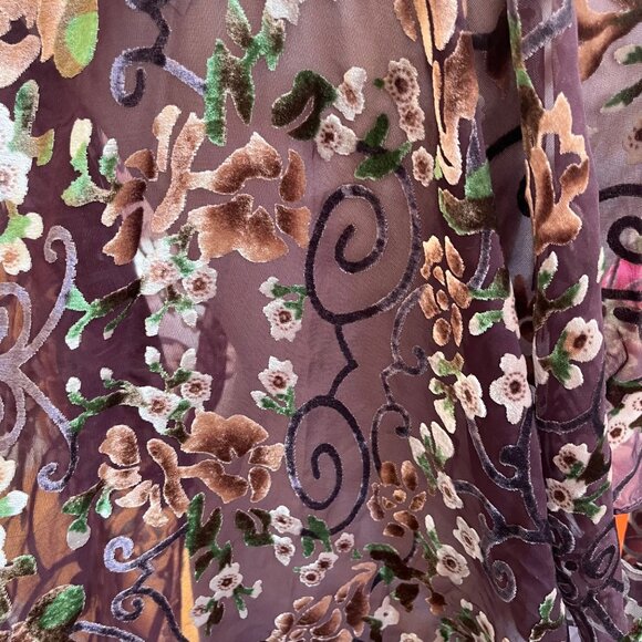 Floral Sheer Burnout Velvet‎ Purple Open Front Kimono Cardigan By Lulla OSFM - Picture 6 of 8